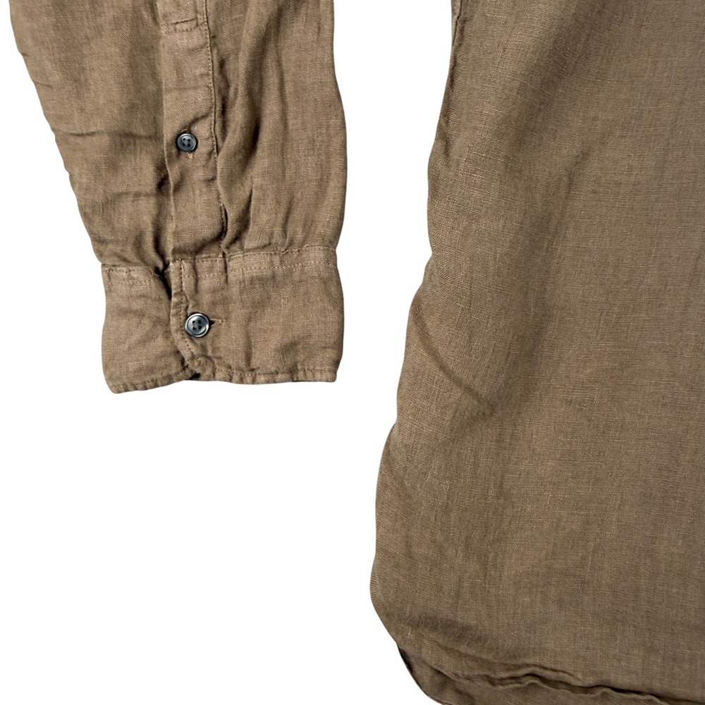 Abercrombie & Fitch Shirt Mens XXL Brown‎ 100% Linen Button Down Long Sleeve A&F - Picture 4 of 9